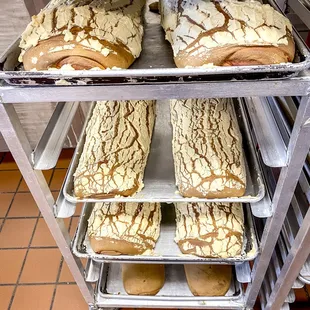 a rack of breads