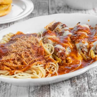 Fresh Homemade Stuffed Pepper Parmigiana with (side of spaghetti ($1) )