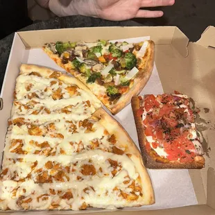 Buffalo Chicken Pizza Slice Veggie Slice Grandma Pizza Slice