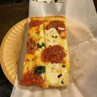 Grandma Pizza Slice split into two