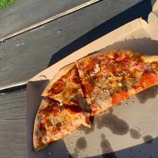 Half of a small pizza. Enough for 2 people.