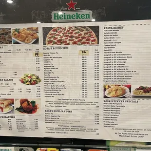 sushi and sashimi, menu