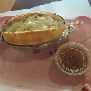 New take for me on Italian beef.  giardiniera served on the sand which. $5 hot Italian beef! Yes! Looks and smells great.