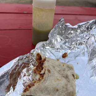 Chorizo breakfast burrito.