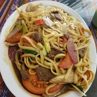 Do you see that soy sauce at the bottom? plus overcooked noodles and overly chewy meat. NO THANK YOU