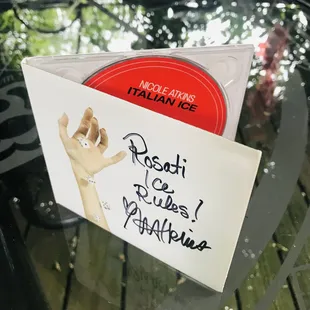 Nicole Atkins' new album Italian Ice. We love Nicole's autograph &amp; message!