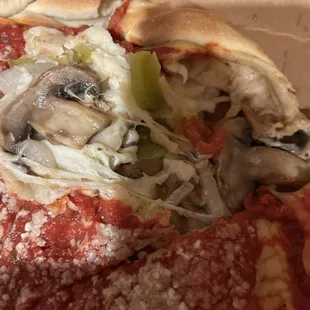 Undercooked pizza close up