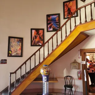 a staircase leading to the second floor