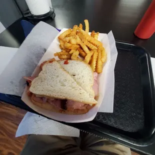 Full ham and turkey sandwich with fries and a diet coke.  Great to see still family owed keep up the good work