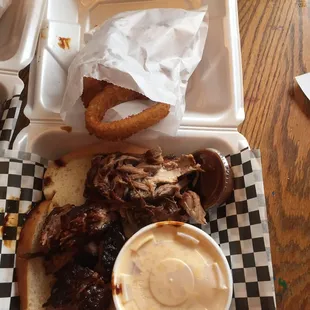 Brisket, burnt ends and onion rings!