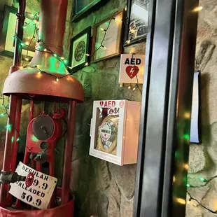 a red fire hydrant in a restaurant