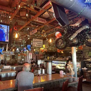 Awesome ambiance and the deli side with which you can purchase various cheeses and meat.