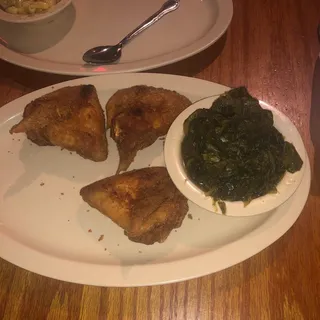 20. 3 Wings, Greens or Potatoes Smothered in Gravy with Onions