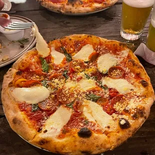 Margherita with added pepperoni. Yum!