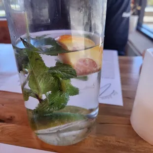 Water with mint and orange