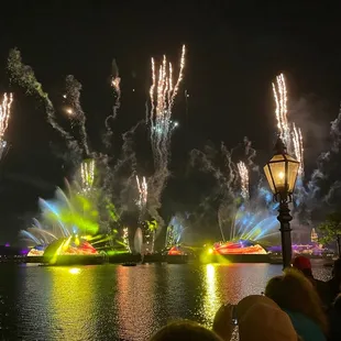 Great views of the Epcot fireworks show from the Rose &amp; Crown patio!