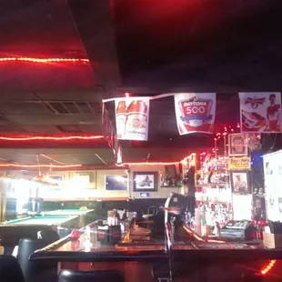 A little dark inside, but the food is good. Good bar food.