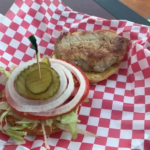 My hubby loved the grilled pork tenderloin sandwich!