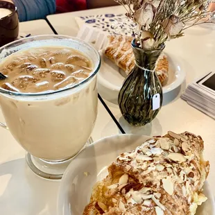 Honey lavender latte, almond croissant