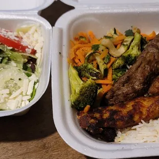 Chicken and Kubideh kabob platter, with side salad. Delicious!