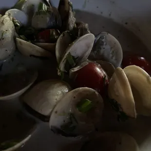 Clams in a very delicious broth.