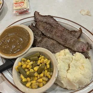 London Broil... glad I got the gravy on the side, the gravy was meh