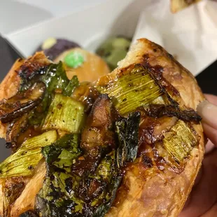 Mushrooms and bok choy pastry