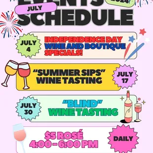 July Events Schedule!