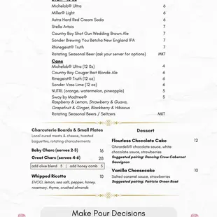 Beers, seltzers and small bites.