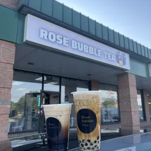 Vanilla Coconut boba (left) and Brown sugar Milk boba (right)