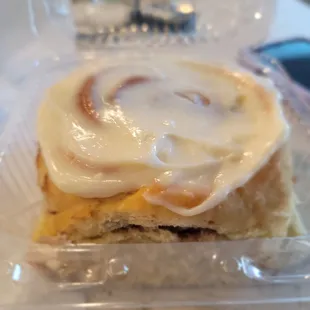 Freshly baked cinnamon roll.