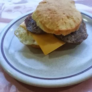 Sausage egg and cheese biscuit