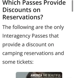 Recreation.gov information about VALID passes for discounted camping