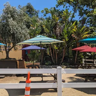 tables and umbrellas