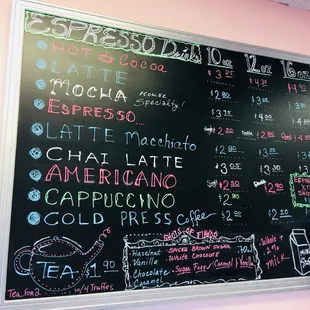Café menu