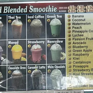 Smoothie Menu