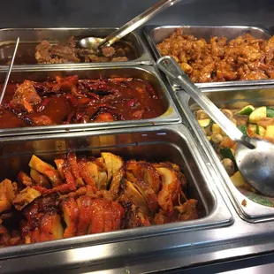 Mushroom chicken, Orange Chicken, Spicy Chicken, &amp; Black Bean Pork