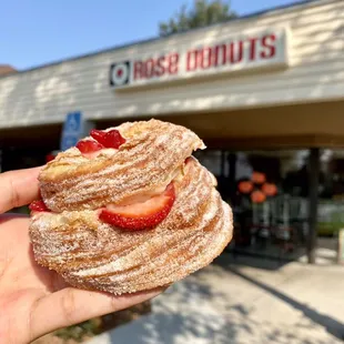 Strawberry Creme Cronut and Outside  @foodforfoodbabies