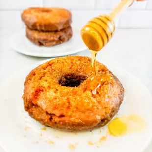 honey being drizzled over them