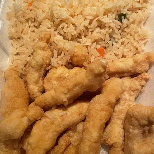 Hard rice and dried out chicken