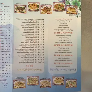 a menu for a chinese restaurant