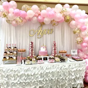 Gorgeous dessert table with the hall 8ft table