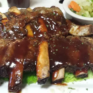 My Beef Ribs........soft &amp; tender! Meat was falling off the bone goodness! Great sauce too! :) Chance 'em gang!