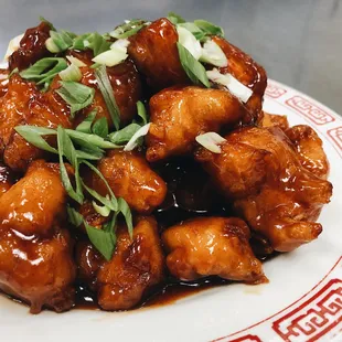 a plate of chinese food