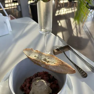 Beef Tartare with Truffled Mushroom Mousse