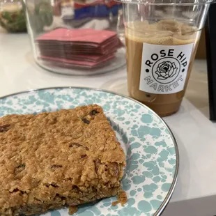 a plate of oatmeal and a cup of coffee