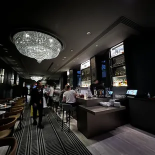 the interior of a modern restaurant