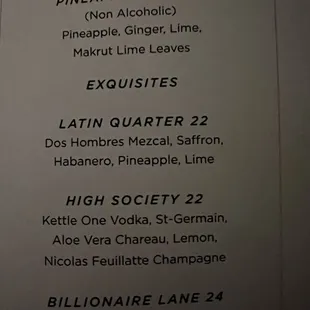 menu