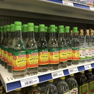 a variety of beverages on shelves