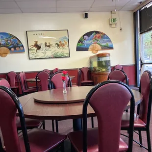 tables and chairs in a restaurant